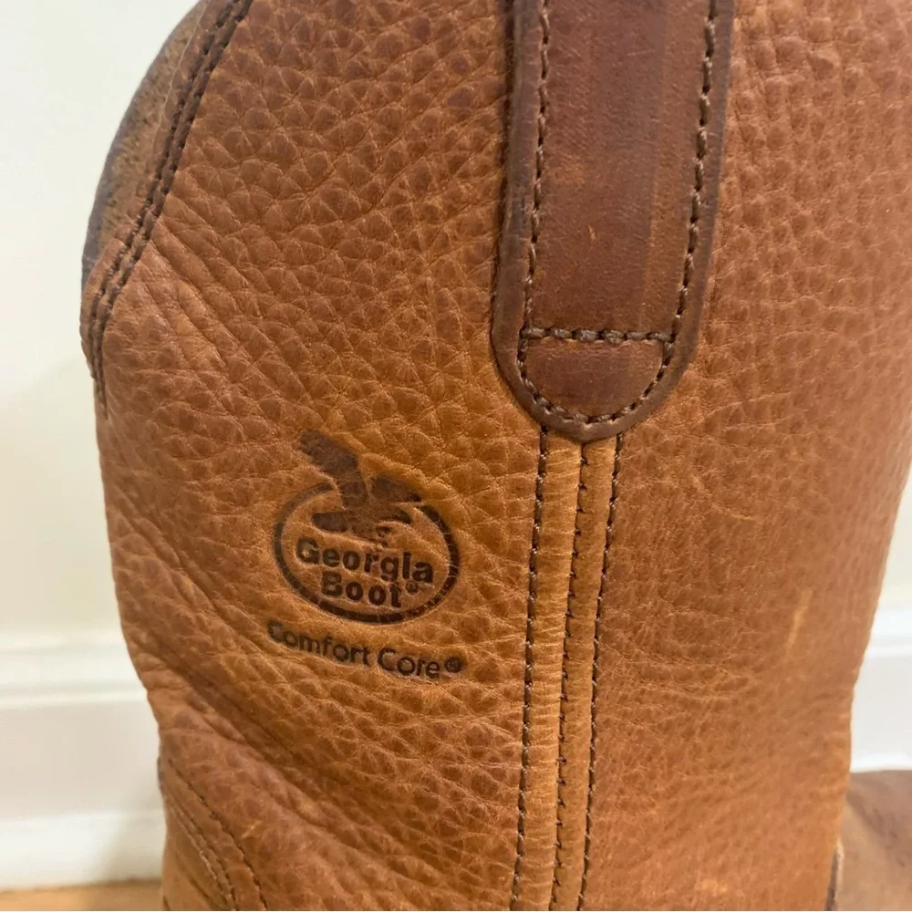 Georgia Boots Mens Leather Wellington Brown Leather Farm & Ranch Comfort Core 8M